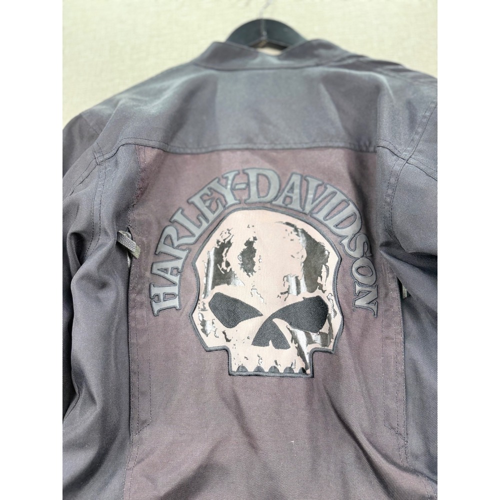 Harley-Davidson Willie G Skull Riding Jacket Mens Black Textile Biker Coat Large - Picture 6 of 10